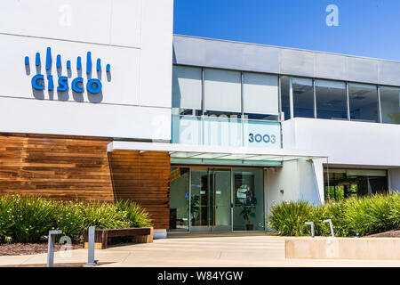 August 7, 2019 Santa Clara/CA/USA - CISCO IoT Cloud Business Unit (ehemals Jasper Technologies, Inc) Büros im Silicon Valley. Stockfoto