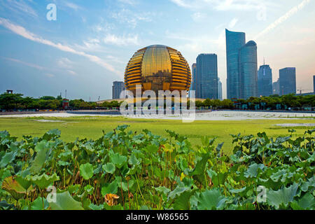Skyline der InterContinental Hotel Hangzhou, Mitte und anderen Gebäuden in qianjiang neue Stadt in Hangzhou City, East China Zhejiang provinz, 13. Stockfoto