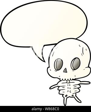 Cute cartoon Skelett mit Sprechblase in glatten Farbverlauf Stock Vektor