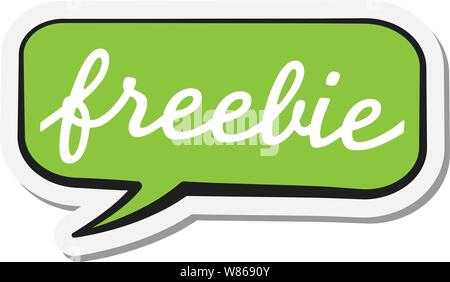 Comic Sprechblase Aufkleber mit Wort freebie Vector Illustration Stock Vektor