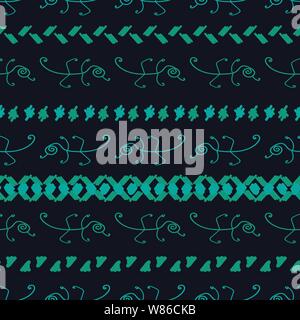 Die nahtlose Vektor Ethik Muster mit Reihen von Eidechsen und geometrische Formen Stock Vektor