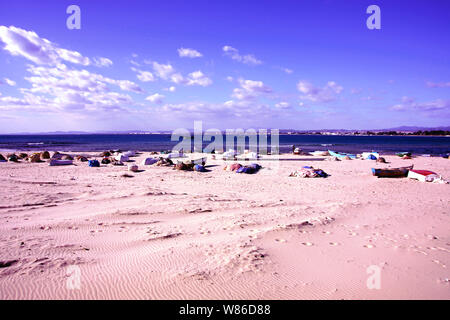 Der Strand neben der Medina von Hammamet, Tunesien Stockfoto
