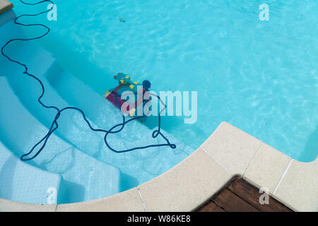 Roboter Reinigung Schwimmbad. Wartung pool Konzept Stockfoto