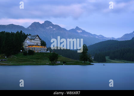 Hotel und Restaurant Waldhaus am See St. Moritzersee in der Schweiz Siehe Stockfoto