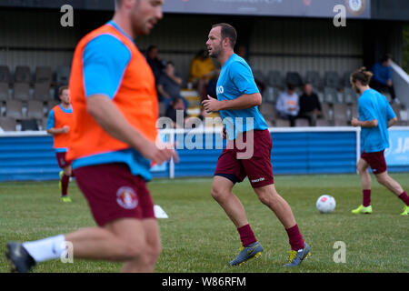 Hungerford Stadt vs Slough Stadt FC am Bulpit Lane, Newbury, Berkshire, England am Dienstag, 06. August 2019. Foto: Philip J.A Benton Stockfoto