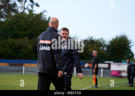 Hungerford Stadt vs Slough Stadt FC am Bulpit Lane, Newbury, Berkshire, England am Dienstag, 06. August 2019. Foto: Philip J.A Benton Stockfoto