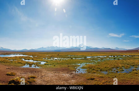 Schönen sonnigen Panorama des Tals in der Atacama-wüste, Chile Stockfoto