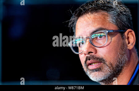 Gelsenkirchen, Deutschland. 08 Aug, 2019. Fussball: DFB-Pokal: schalkes Trainer David Wagner spricht auf der Pressekonferenz vor dem DFB-Pokalspiel in Drochtersen/Assel. Credit: Guido Kirchner/dpa/Alamy leben Nachrichten Stockfoto