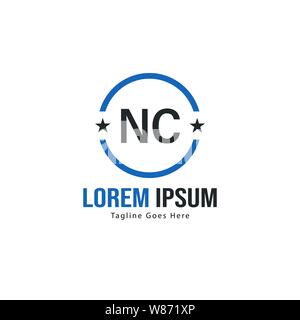 Erste NC-logo Vorlage mit modernen Rahmen. Minimalistische NC schreiben logo Vector Illustration Design Stock Vektor