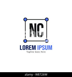 Erste NC-logo Vorlage mit modernen Rahmen. Minimalistische NC schreiben logo Vector Illustration Design Stock Vektor