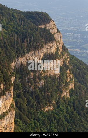 Die Klippen von Revard Berg über Chambery Tal in den französischen Alpen Stockfoto