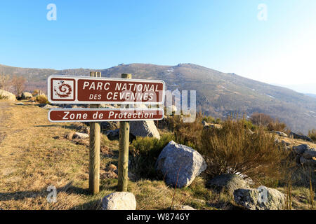 Schild der Cevennen, Schutzzone in der Nähe von Pont-de-Montvert-Sud Mont Lozere (Südfrankreich) Stockfoto