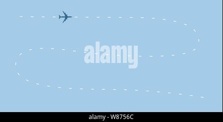 Flugzeug Linie bahnvektor Symbol. Flugzeug Flug Route mit Start- und gestrichelte Linie trace Stock Vektor