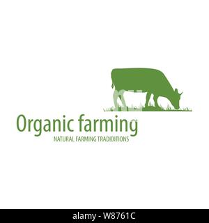 Der ökologische Landbau Konzept Logo. Etikett für natürliche Produkte vom Bauernhof. Logo auf weißem Hintergrund. Stock Vektor
