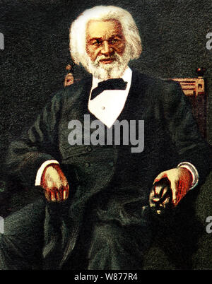 Vintage Farbe Porträt der amerikanischen Sozialreformer, Wahrheit, Redner, Schriftsteller und Staatsmann Frederick Douglass (Frederick Augustus Washington Bailey geboren) (c 1818 - 1895). Stockfoto