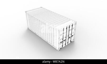 Sea container Skizze, 3D-Rendering von Computer Modell in Weiß studio Hintergrund Stockfoto