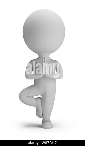 3d kleine Person - Yoga dar. 3D-Bild. Isoliert weißer Hintergrund. Stockfoto