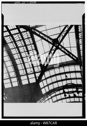 Halle DACH DETAIL. - Pennsylvania Station; 17. Historischer amerikanischer Gebäude Umfrage, Edward Popko, Fotograf 1965, CONCOURSE DACH DETAIL. - Pennsylvania Station, 370 Seventh Avenue, West 31, 30 - 33 Straßen, New York, New York County, NY Stockfoto