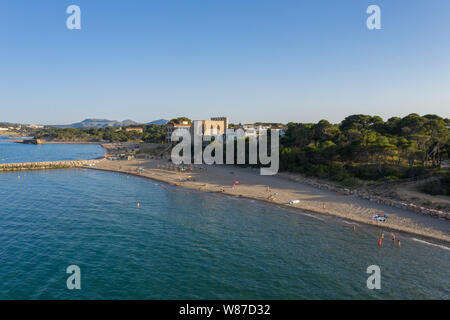 Luftaufnahme von Sant Marti d'Empuries in der Nähe von L'Escala in Katalonien, Spanien Stockfoto