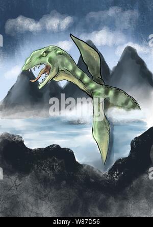 Loch Ness Monster Abbildung Stockfoto