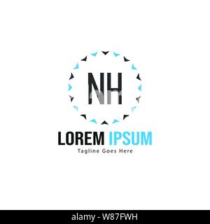Erste NH logo Vorlage mit modernen Rahmen. Minimalistische Buchstaben NH logo Vector Illustration Design Stock Vektor