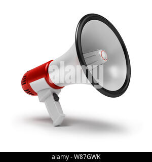 Megaphon. 3D-Bild. Isoliert weißer Hintergrund. Stockfoto