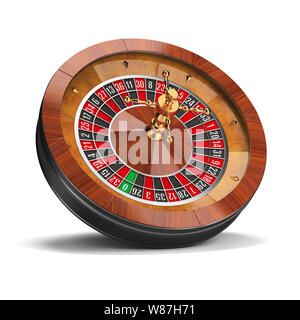 Roulette Rad. 3D-Bild. Isoliert weißer Hintergrund. Stockfoto