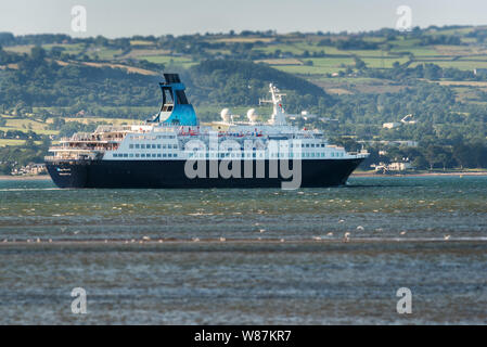 Saga Pearl II verlassen Belfast, Nordirland Stockfoto