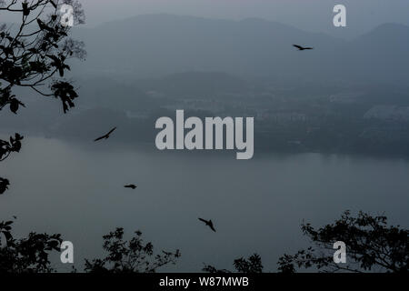 Blick von umananda Tempel liegt auf einer Insel umgeben von Bhramputra Fluss Stockfoto