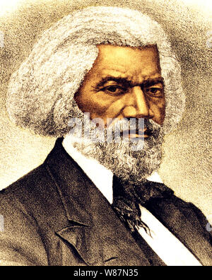 Vintage Farbe Porträt der amerikanischen Sozialreformer, Wahrheit, Redner, Schriftsteller und Staatsmann Frederick Douglass (Frederick Augustus Washington Bailey geboren) (c 1818 - 1895). Stockfoto