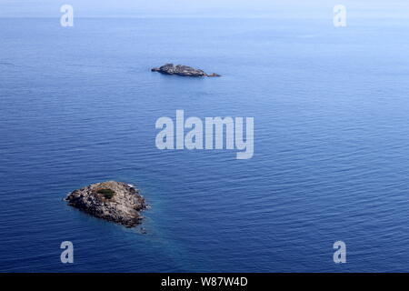 Und utrnji Vranji Inselchen im Nationalpark Mljet an der kroatischen Adriaküste. Stockfoto