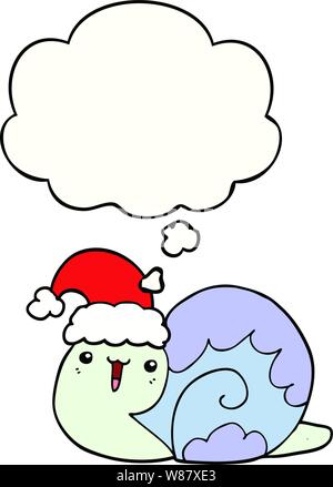 Cute cartoon Weihnachten Schnecke mit dachte Blase Stock Vektor