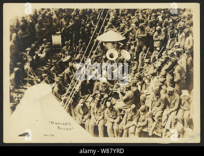 803Rd Pionier Infanterie Bataillon auf die U.S.S. Philippinische (truppentransporter), Hafen von Brest, Frankreich, 18. Juli 1919. 14, Hornist blues Stockfoto