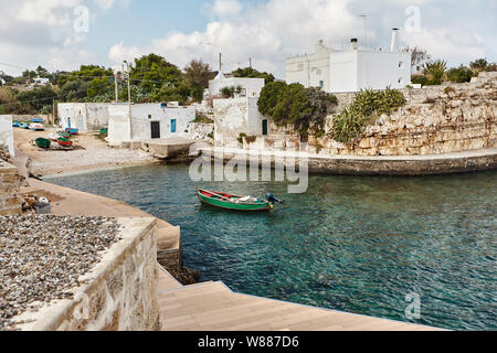 Die schöne Landschaft von Polignano a Mare, Stadt in der Provinz Bari, Apulien. Stockfoto