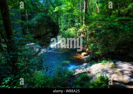 Blue Hole Wasserfällen ist in der Cherokee National Forest in Elizabethton, Tennessee in Carter County Stockfoto