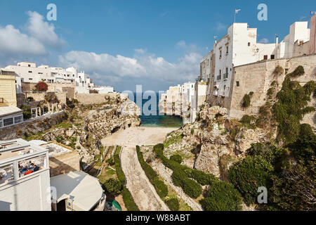 Die schöne Landschaft von Polignano a Mare, Stadt in der Provinz Bari, Apulien. Stockfoto