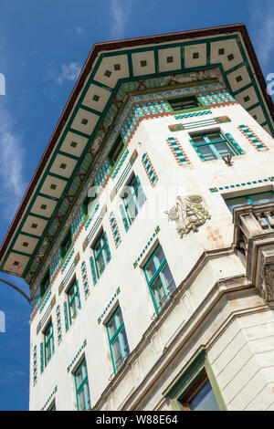 SKB bankomat Gebäude Hauptman Haus auf prešerenplatz ein Beispiel für die Art Nouveau Architektur in Ljubljana, Slowenien EU Europa Stockfoto