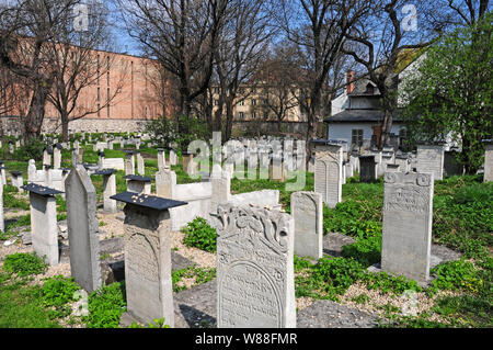 Grabsteine im Alten Jüdischen Remah Cememtery der Synagoge. Kazimeirz, Krakau. Stockfoto