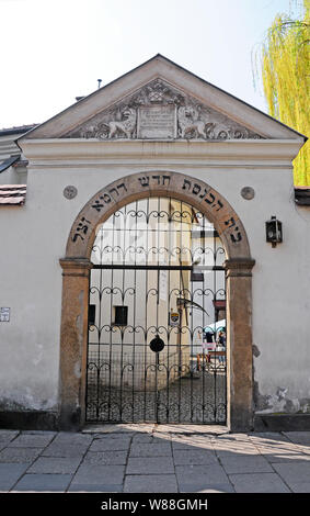 Eingang des Remah Synagoge, Kazimierz in Krakau. Stockfoto