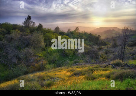 Sonnenuntergang über Santa Ynez Valley von Figueroa Stockfoto