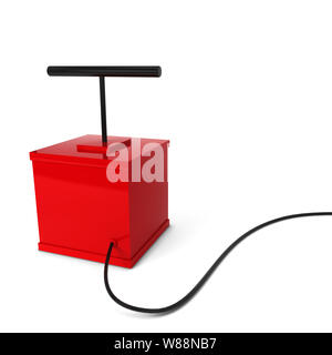 Rot Detonator. 3d-Abbildung auf weißem Hintergrund Stockfoto