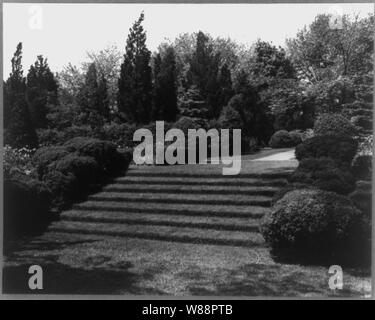 Dupont Killenworth, George Pratt Haus, Glen Cove, New York. Schritte zum Sunken Garden Stockfoto