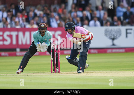 LONDON, VEREINIGTES KÖNIGREICH. 08 Aug, 2019. Stephen Eskinazi von Middlesex während T 20 Vitalität Blast Befestigung zwischen Middlesex vs Surrey an der Lord's Cricket Ground am Donnerstag, August 08, 2019 in London, England. Credit: Taka G Wu/Alamy leben Nachrichten Stockfoto