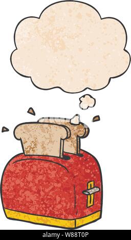 Cartoon Toaster mit dachte Blase im grunge Textur Stil Stock Vektor