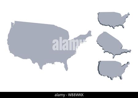 Vereinigte Staaten von Amerika, USA isometrische Karte Vector Illustration, Land isoliert auf einem weißen Hintergrund. Stock Vektor