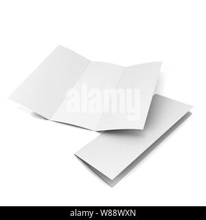 Leere Broschüre. 3d-Abbildung auf weißem Hintergrund Stockfoto