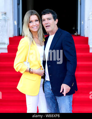 Nicole Kimpel und Antonio Banderas an den Schmerz und die Herrlichkeit Premiere im Somerset House in London. Stockfoto