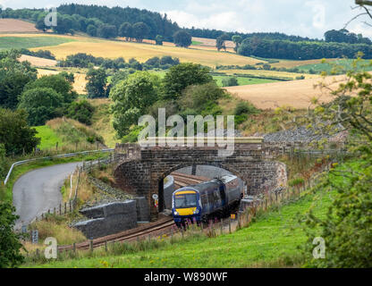 Scotrail passenger train auf der neuen Scottish Borders railway zwischen Tweedbank und Edinburgh Waverley. Stockfoto