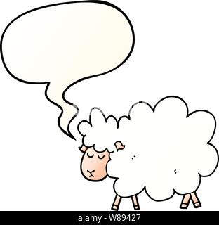 Cartoon Schaf mit Sprechblase in glatten Farbverlauf Stock Vektor