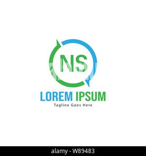 Erste NS-logo Vorlage mit modernen Rahmen. Minimalistische NS schreiben logo Vector Illustration Design Stock Vektor